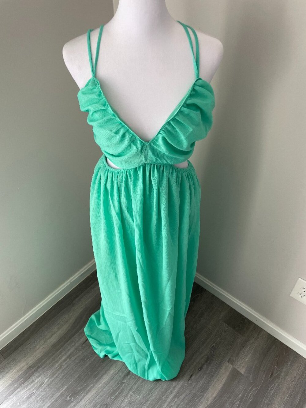 Teal Cut-Out Maxi Dress